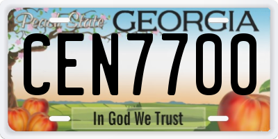 GA license plate CEN7700