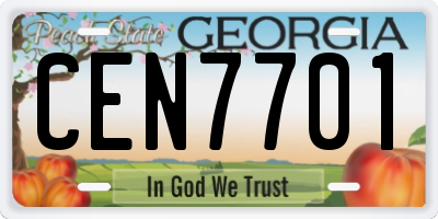 GA license plate CEN7701