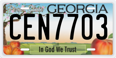 GA license plate CEN7703