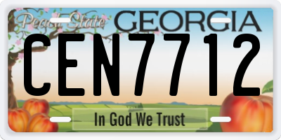 GA license plate CEN7712