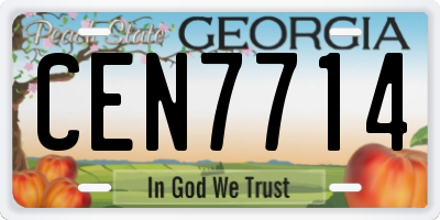 GA license plate CEN7714