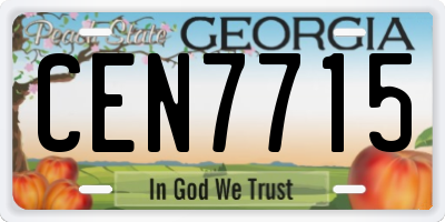 GA license plate CEN7715