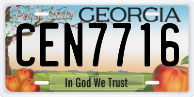 GA license plate CEN7716