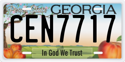 GA license plate CEN7717