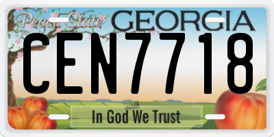 GA license plate CEN7718