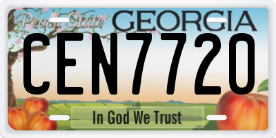 GA license plate CEN7720