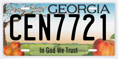 GA license plate CEN7721