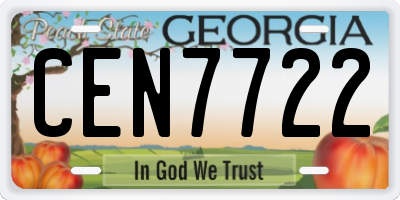 GA license plate CEN7722