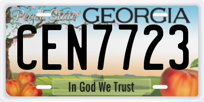 GA license plate CEN7723