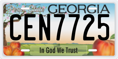 GA license plate CEN7725