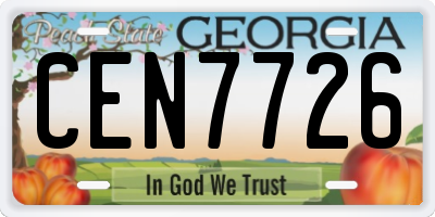 GA license plate CEN7726