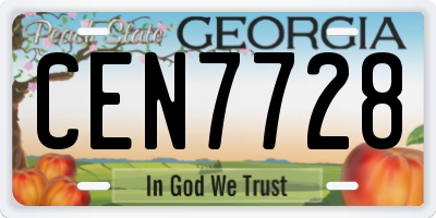 GA license plate CEN7728