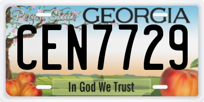 GA license plate CEN7729