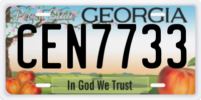 GA license plate CEN7733
