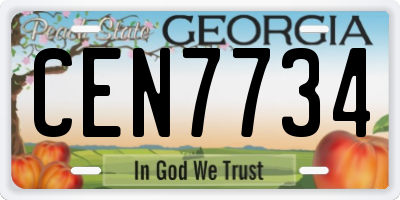 GA license plate CEN7734