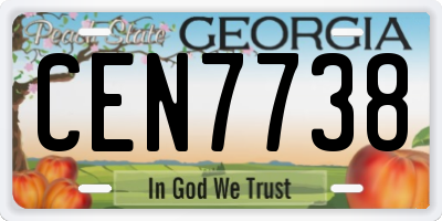 GA license plate CEN7738