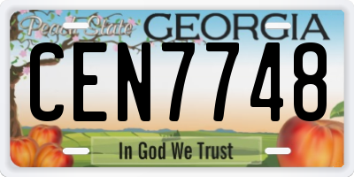 GA license plate CEN7748