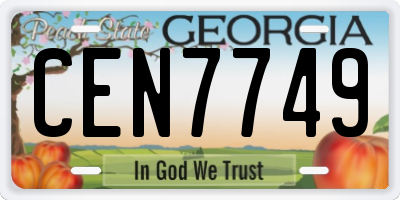 GA license plate CEN7749