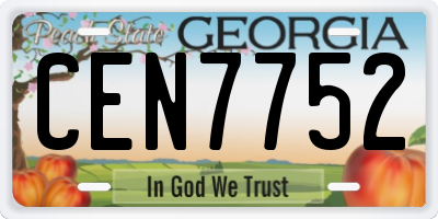 GA license plate CEN7752