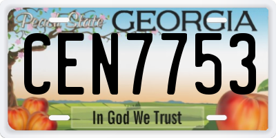 GA license plate CEN7753