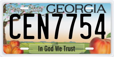 GA license plate CEN7754