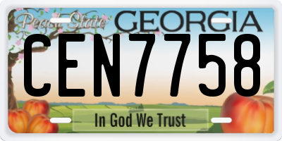 GA license plate CEN7758