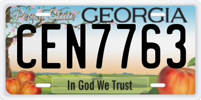 GA license plate CEN7763