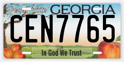 GA license plate CEN7765