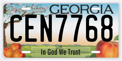 GA license plate CEN7768