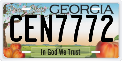 GA license plate CEN7772
