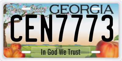GA license plate CEN7773