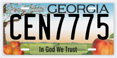 GA license plate CEN7775