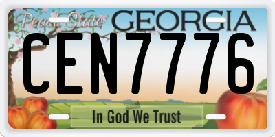 GA license plate CEN7776