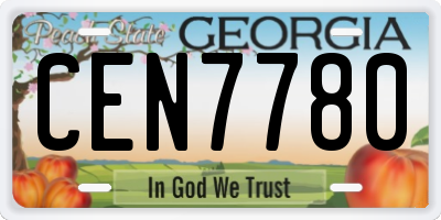 GA license plate CEN7780