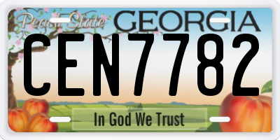 GA license plate CEN7782