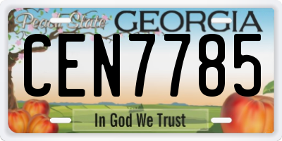 GA license plate CEN7785