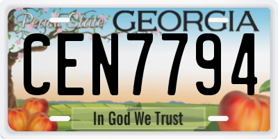GA license plate CEN7794