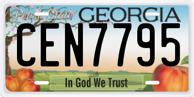 GA license plate CEN7795