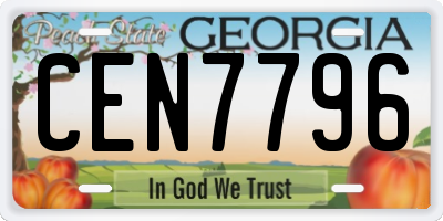 GA license plate CEN7796
