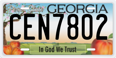GA license plate CEN7802