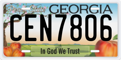 GA license plate CEN7806
