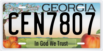 GA license plate CEN7807