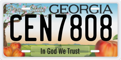 GA license plate CEN7808