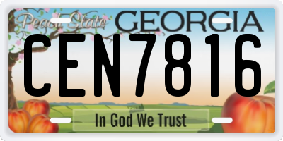 GA license plate CEN7816