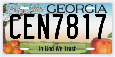GA license plate CEN7817