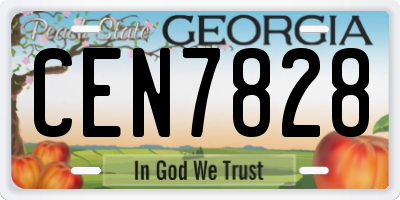 GA license plate CEN7828
