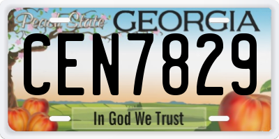 GA license plate CEN7829