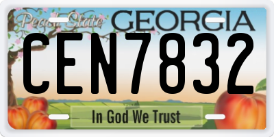 GA license plate CEN7832