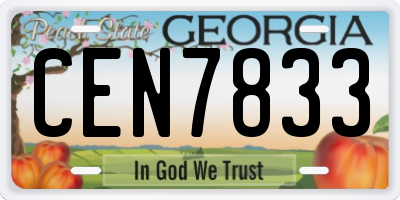 GA license plate CEN7833