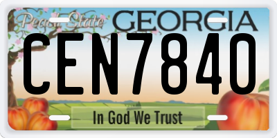 GA license plate CEN7840